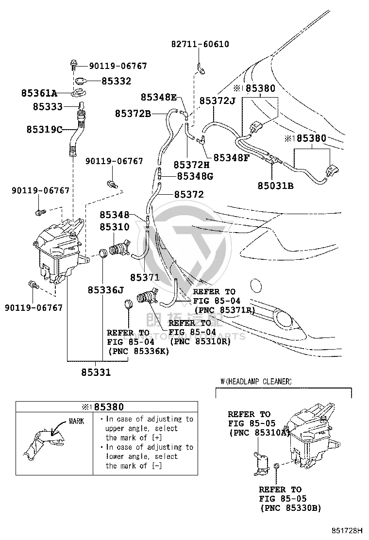 Windshield Wiper Fluid Reservoir 85355-28041 for Toyota Previa