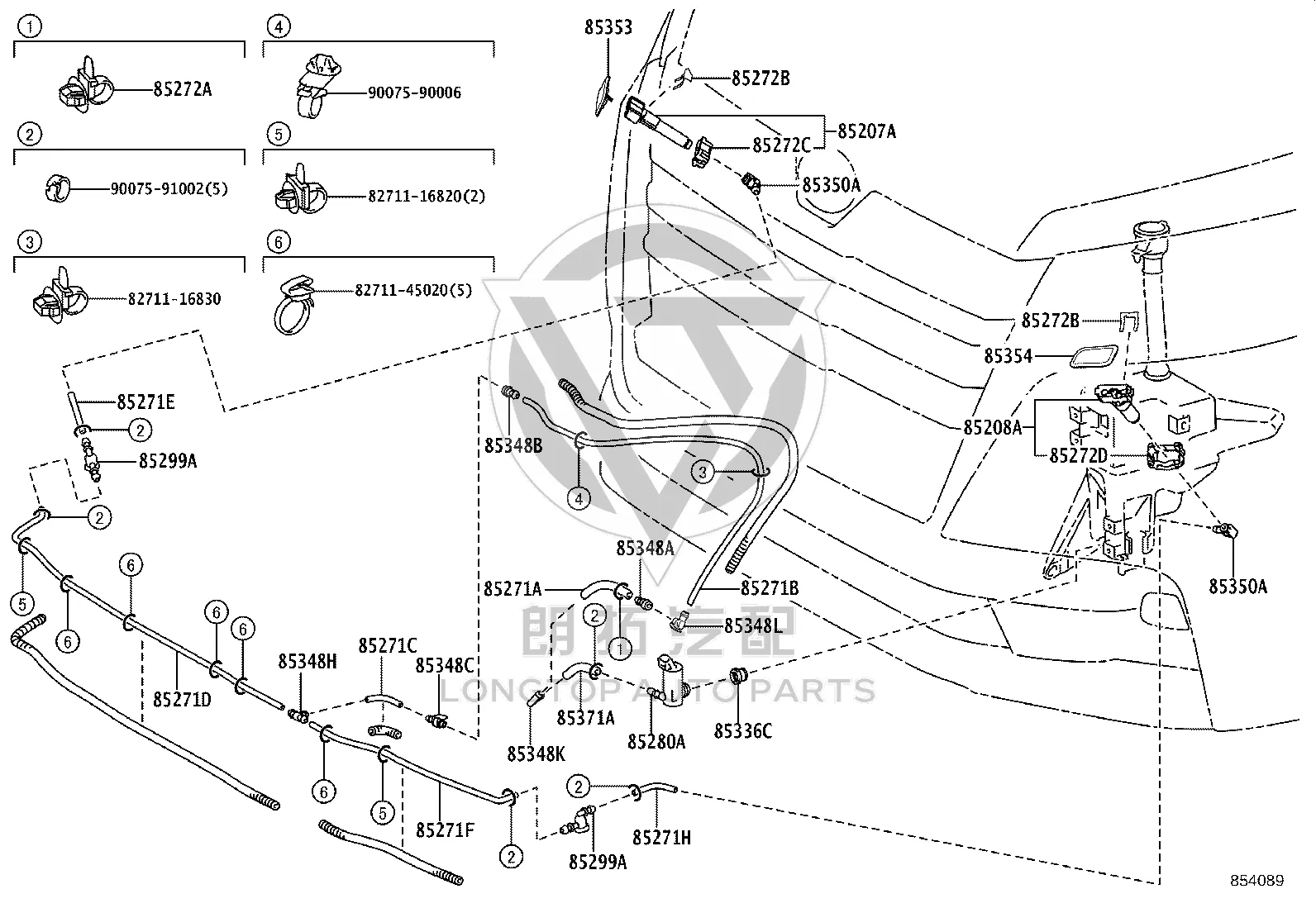 Headlight Washer Hose 90075-15071 for Toyota GRANVIA