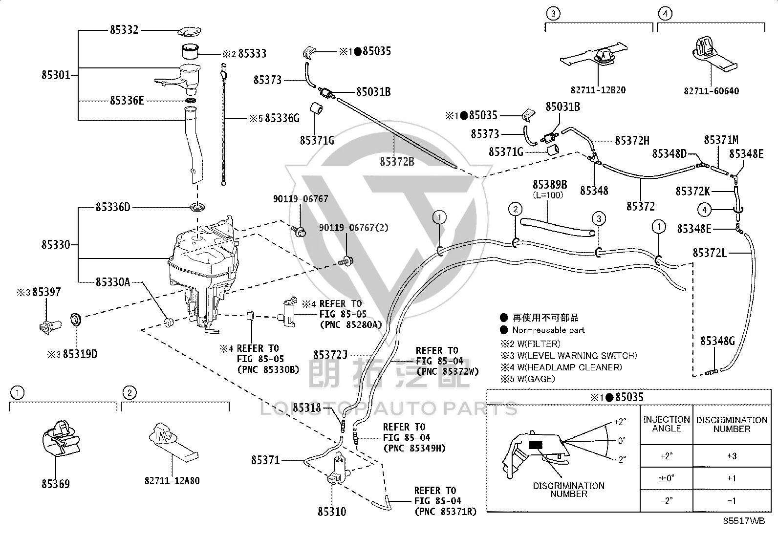 Front Windshield Washer Nozzle 85381-28220 for Toyota GX550