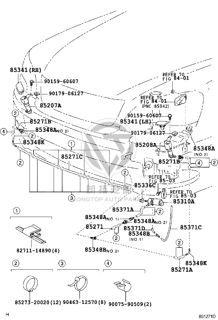 Front Right Headlight Washer Hose 90075-15032 for Lexus LS430