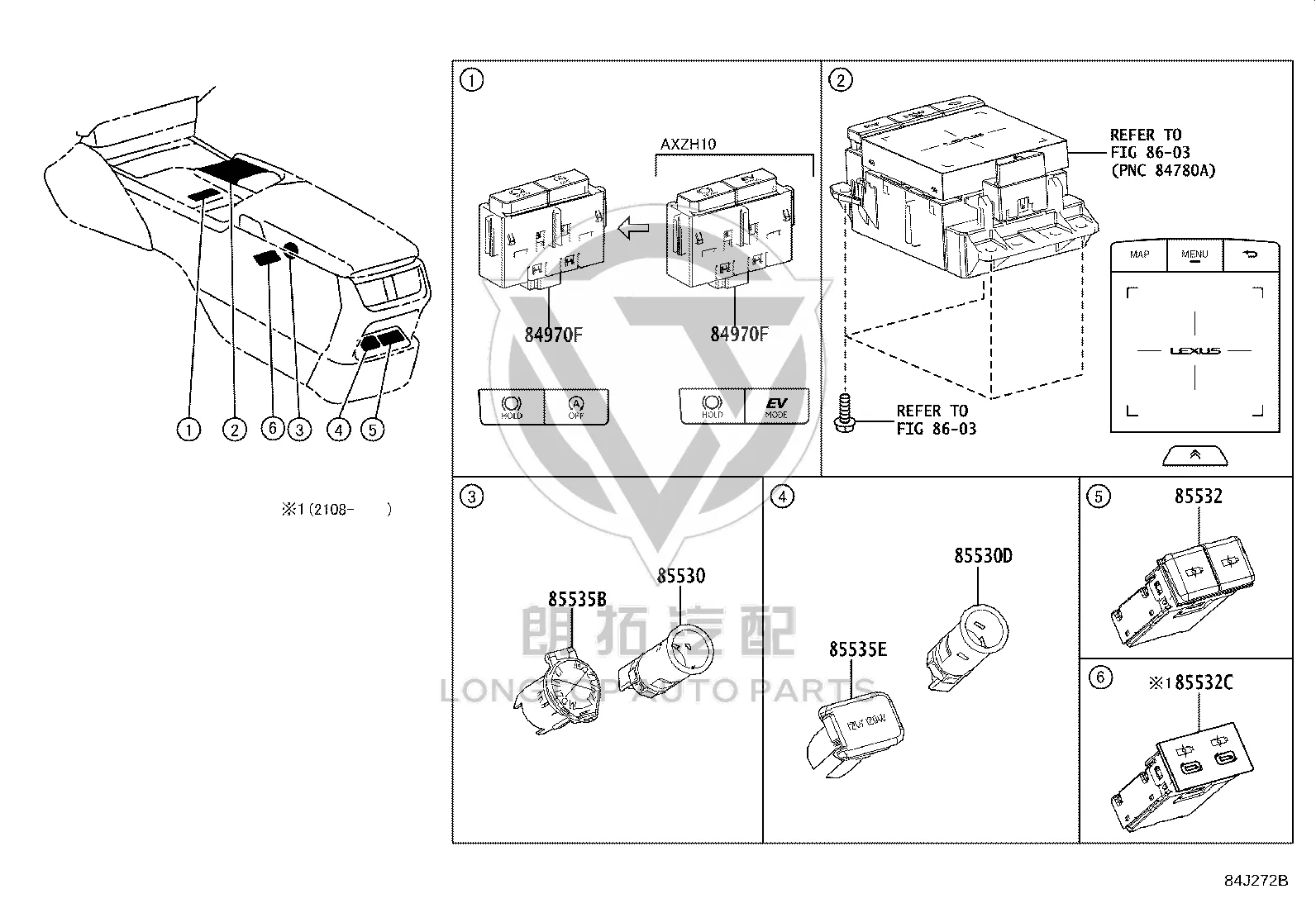 USB Charging Socket 85532-50020 for Lexus ES350