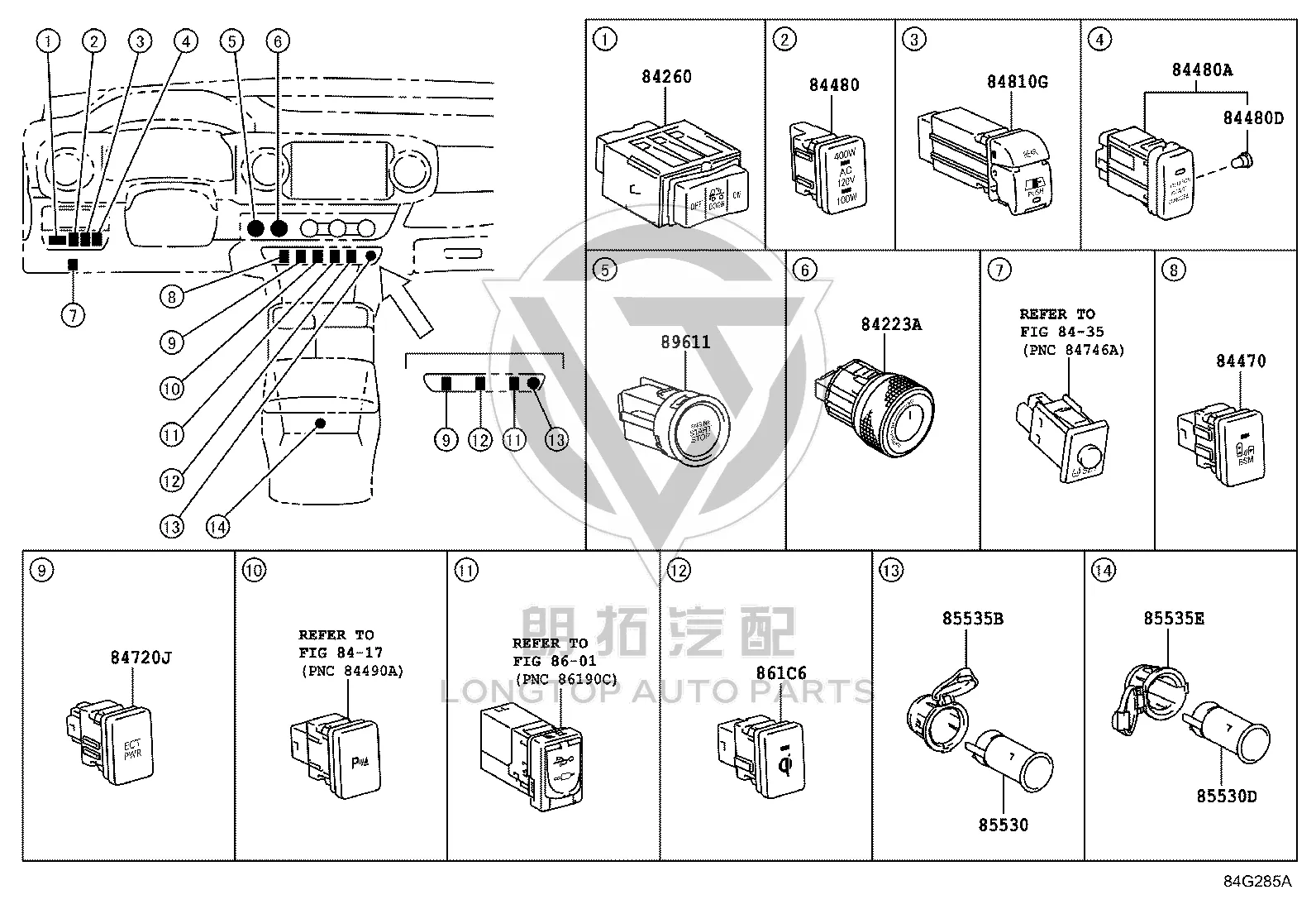 Cigarette Lighter Socket 85535-0C050 for Toyota Sequoia