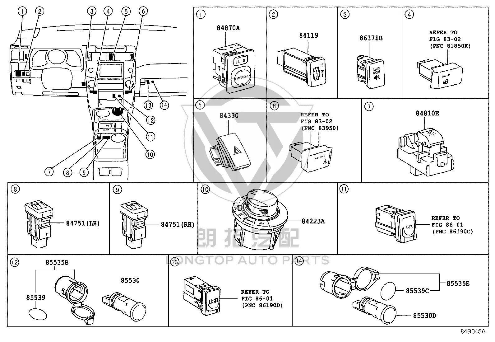 Cigarette Lighter Socket 85535-33060 for Toyota 4Runner