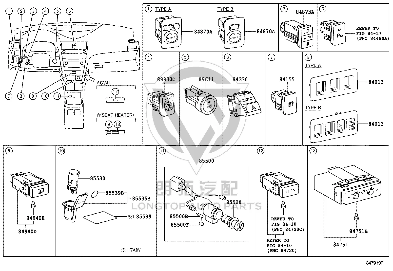 Rear Power Outlet Cover 85535-33130 for Toyota Camry