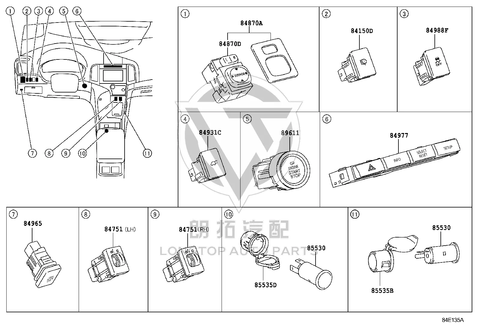 Cigarette Lighter Base 85535-AA010 for Toyota Sienna