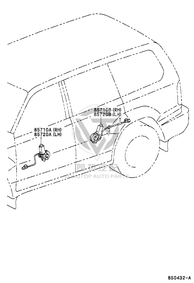 Rear door window motor (right) 85720-60120 for Toyota Land Cruiser