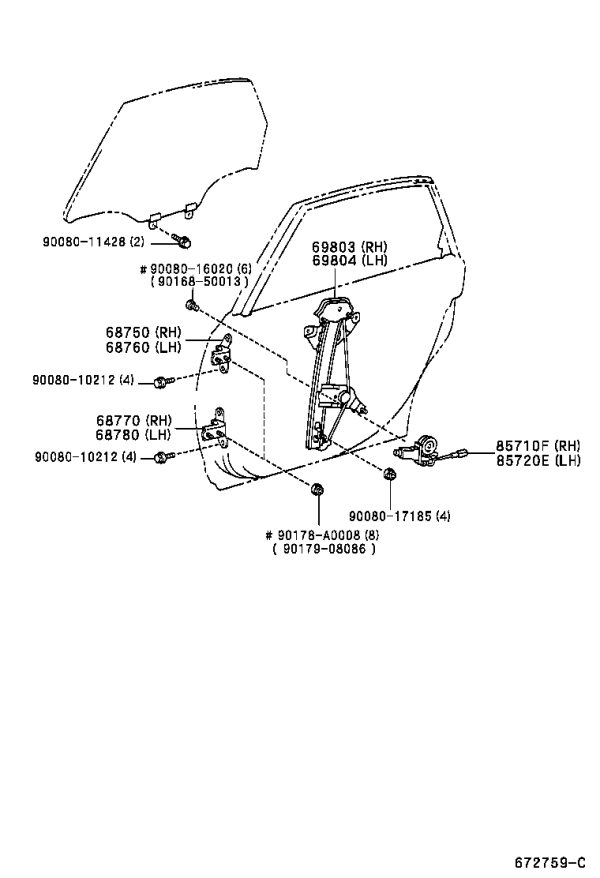 Rear Door Glass Lift Motor 85720-AC030 for Toyota Avalon