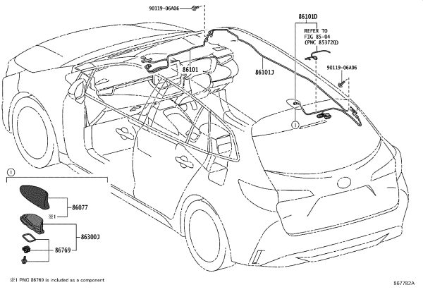 Antenna Dust Cover Assembly 86077-47010A3 for Toyota Auris