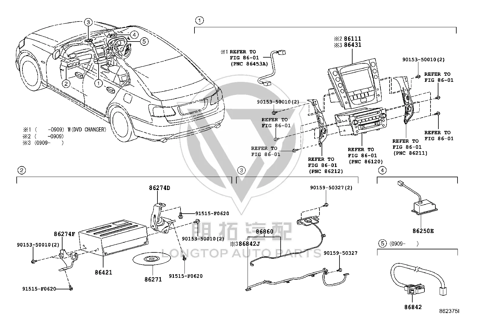 Instrument panel central display 86111-30460 for Lexus GS30/35/43/460