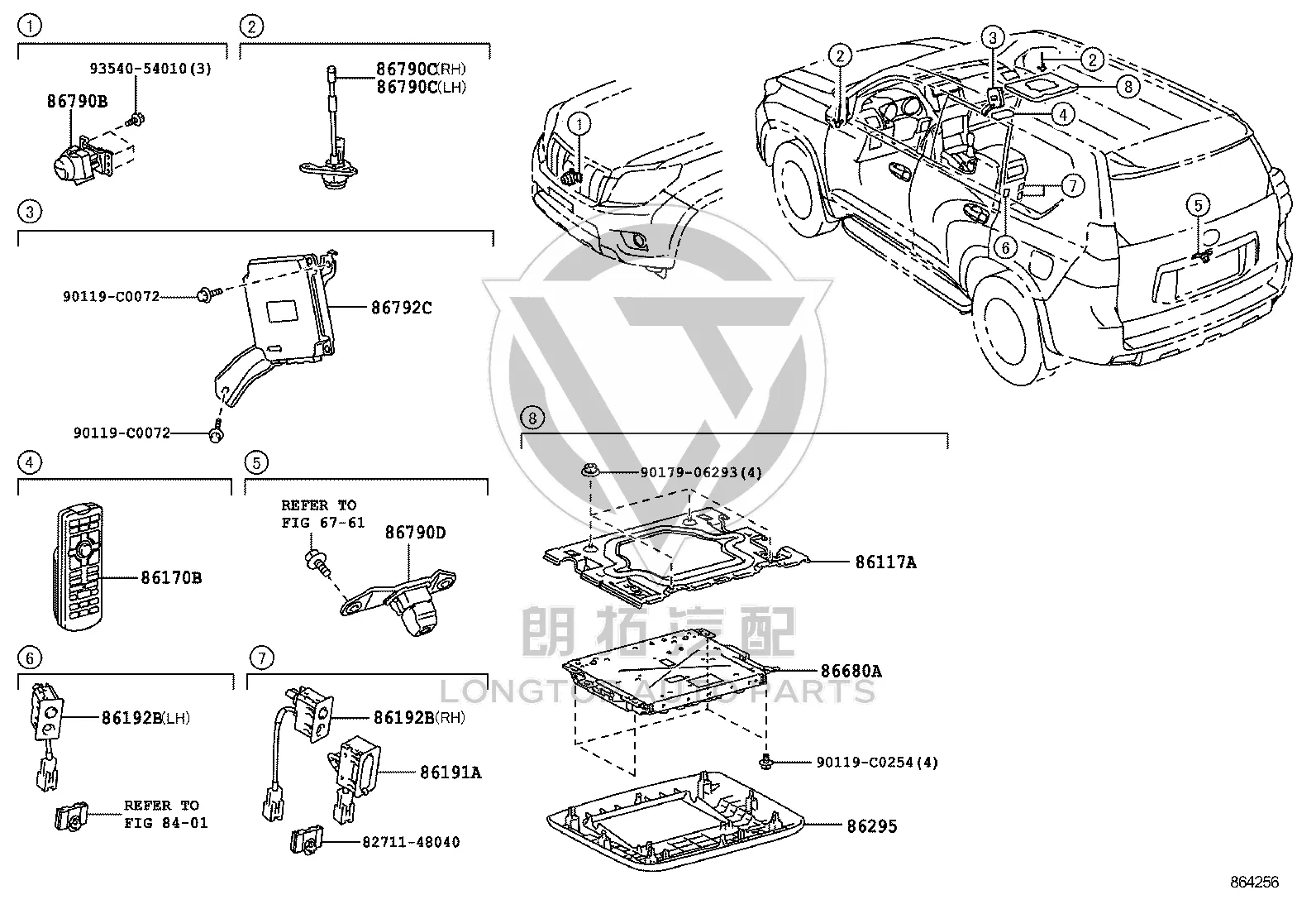 LongTopAuto Toyota Backup Camera Recall: Panoramic View Monitor Freeze and the Parking Assist ECU 86680-60320 camera control computer parts diagram
