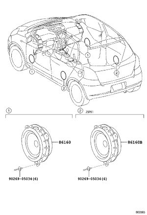 Rear Door Speaker (Right) 86160-0P040 for Toyota E'Z