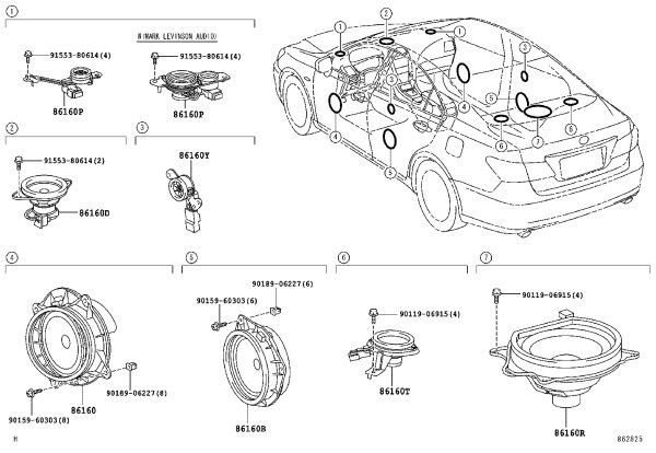 Rear door speaker (right) 86160-48110 for Toyota Crown