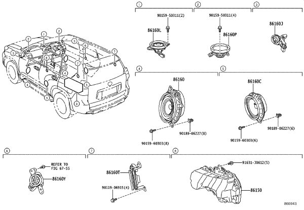 Rear Door Speaker Right 86160-0WT90 for Toyota Land Cruiser Prado