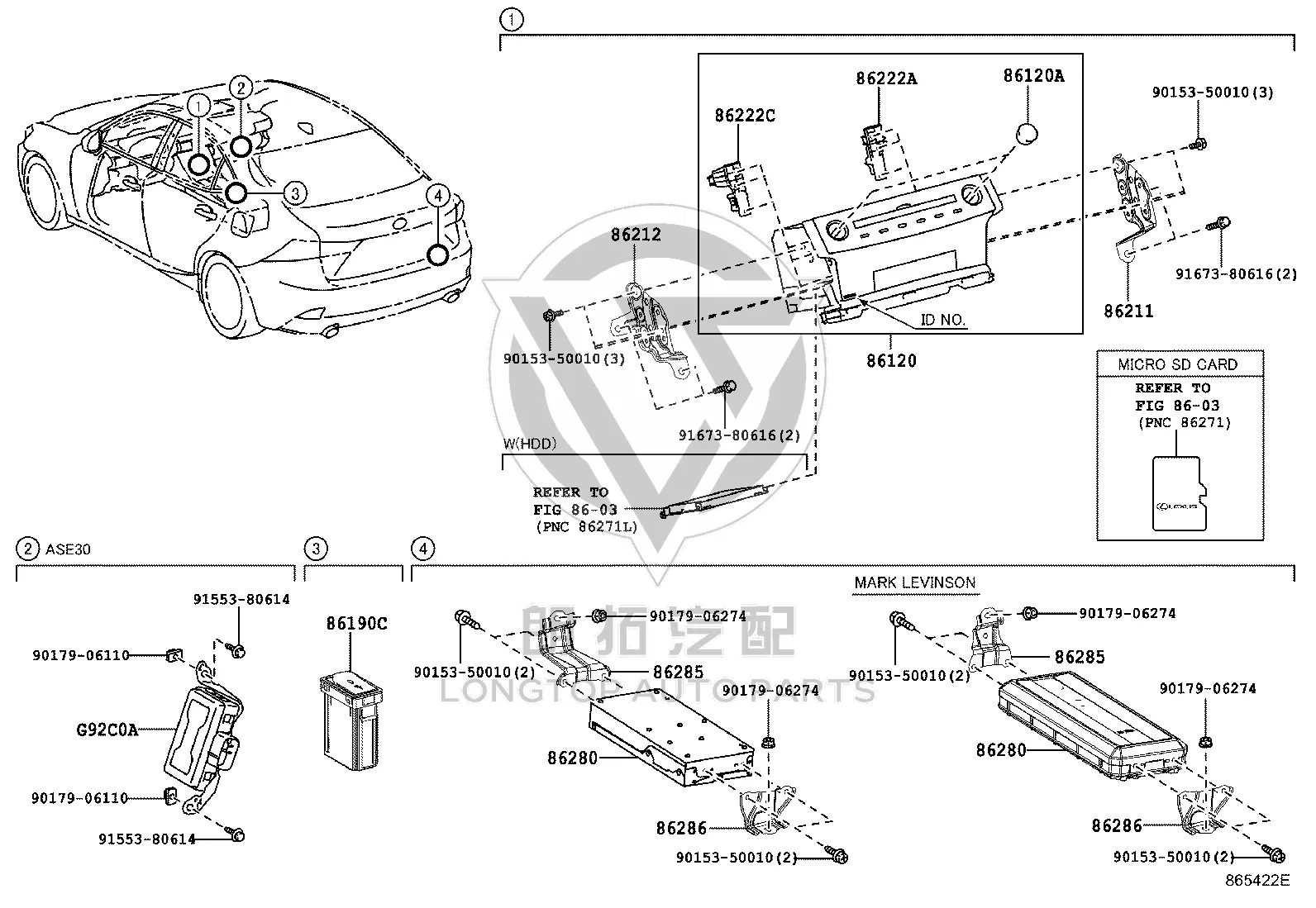 1-channel Stereo Socket Connector Assembly 86190-78010 for Lexus ES
