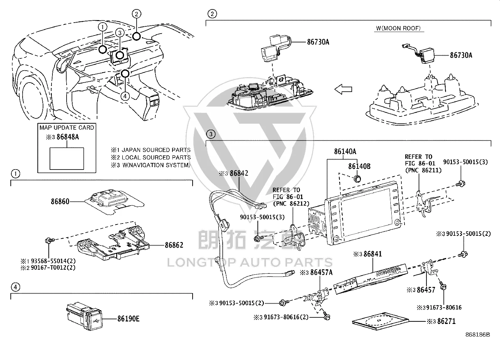 Stereo Receptacle Adapter Assembly 86190-26011 for Toyota ALPHARD