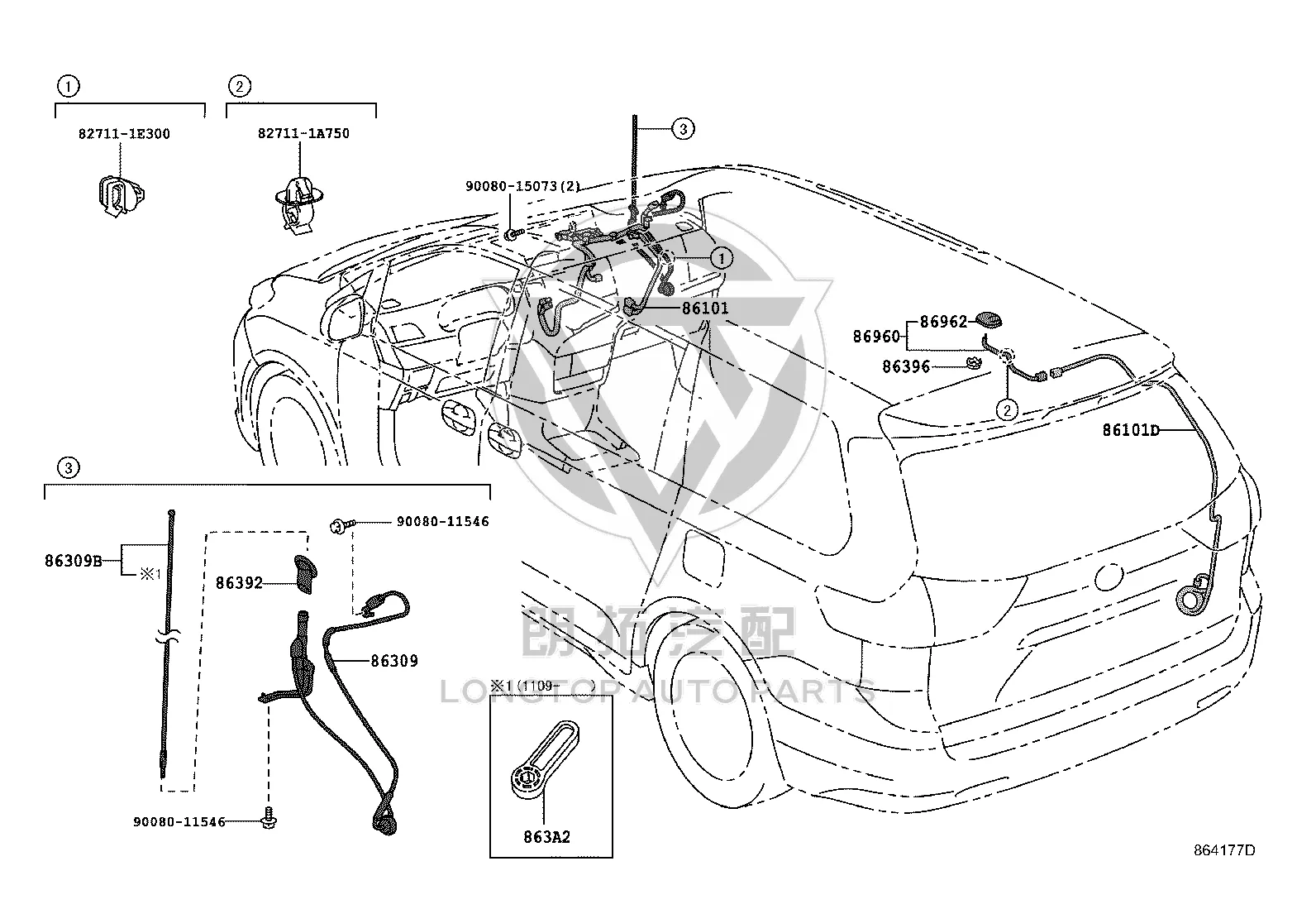 Antenna Trim 86392-08020 for Toyota Sienna