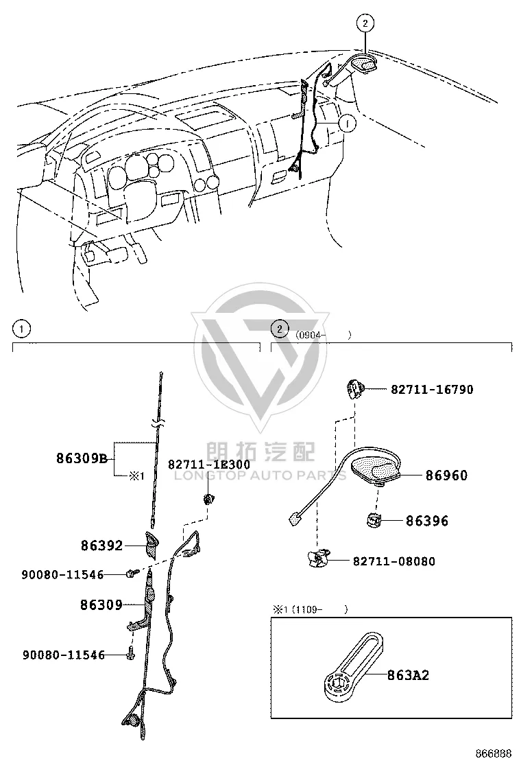 Antenna Ornament 86392-0C040 for Toyota Tundra