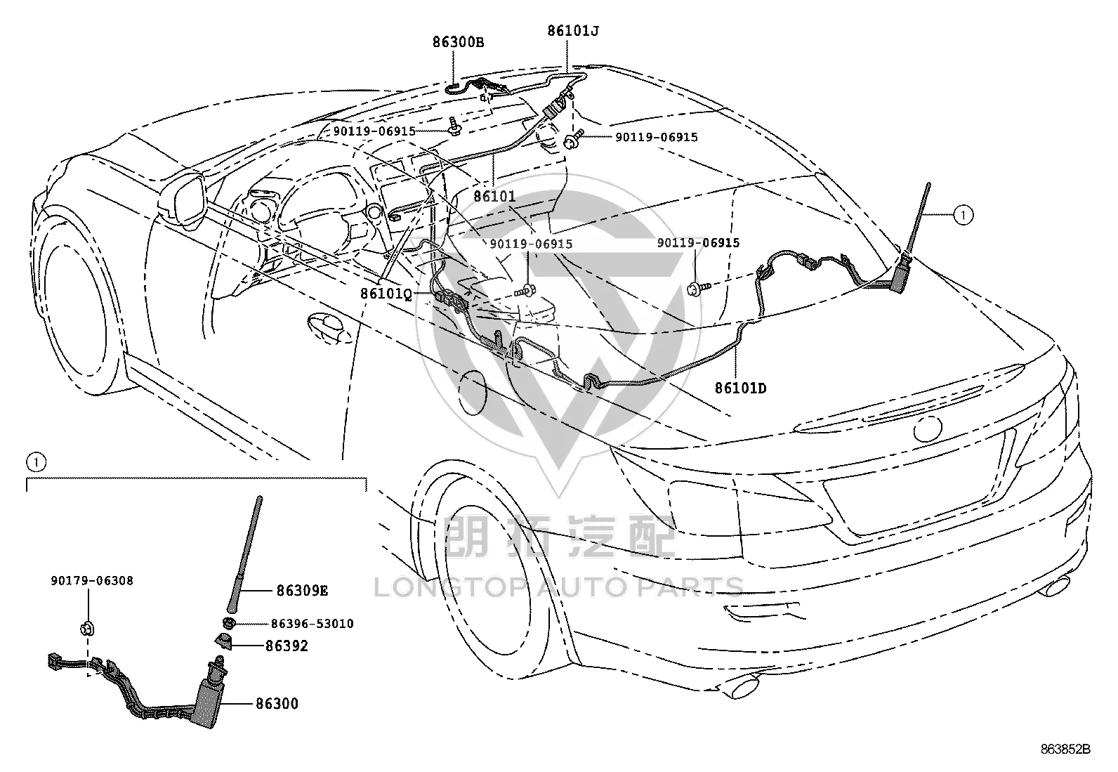 Antenna 86309-53060 for Lexus IS250C