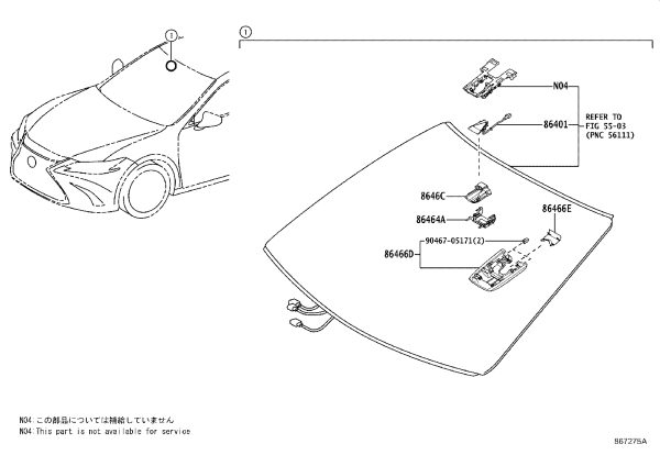 FWD IDENTIFICATION NO.1 COVER 86466-33080 for Lexus ES350