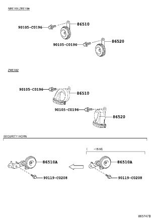 High Pitch Horn 86510-12620 for Toyota Corolla