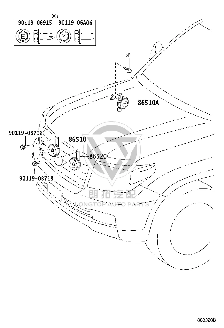 High Pitch Horn 86510-33210 for Toyota Fortuner