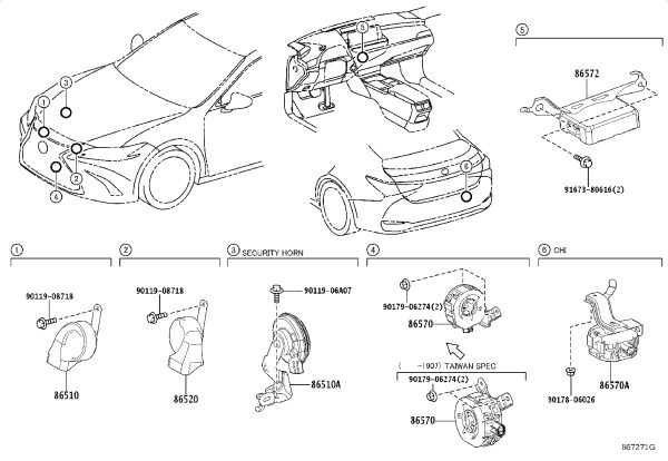 Vehicle Intrusion Speaker Assembly 86570-33101 for Lexus ES