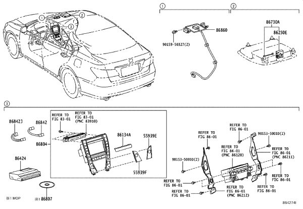 Navigation ECU Cover Sub-Assembly 86804-33030-E1 for Lexus ES240