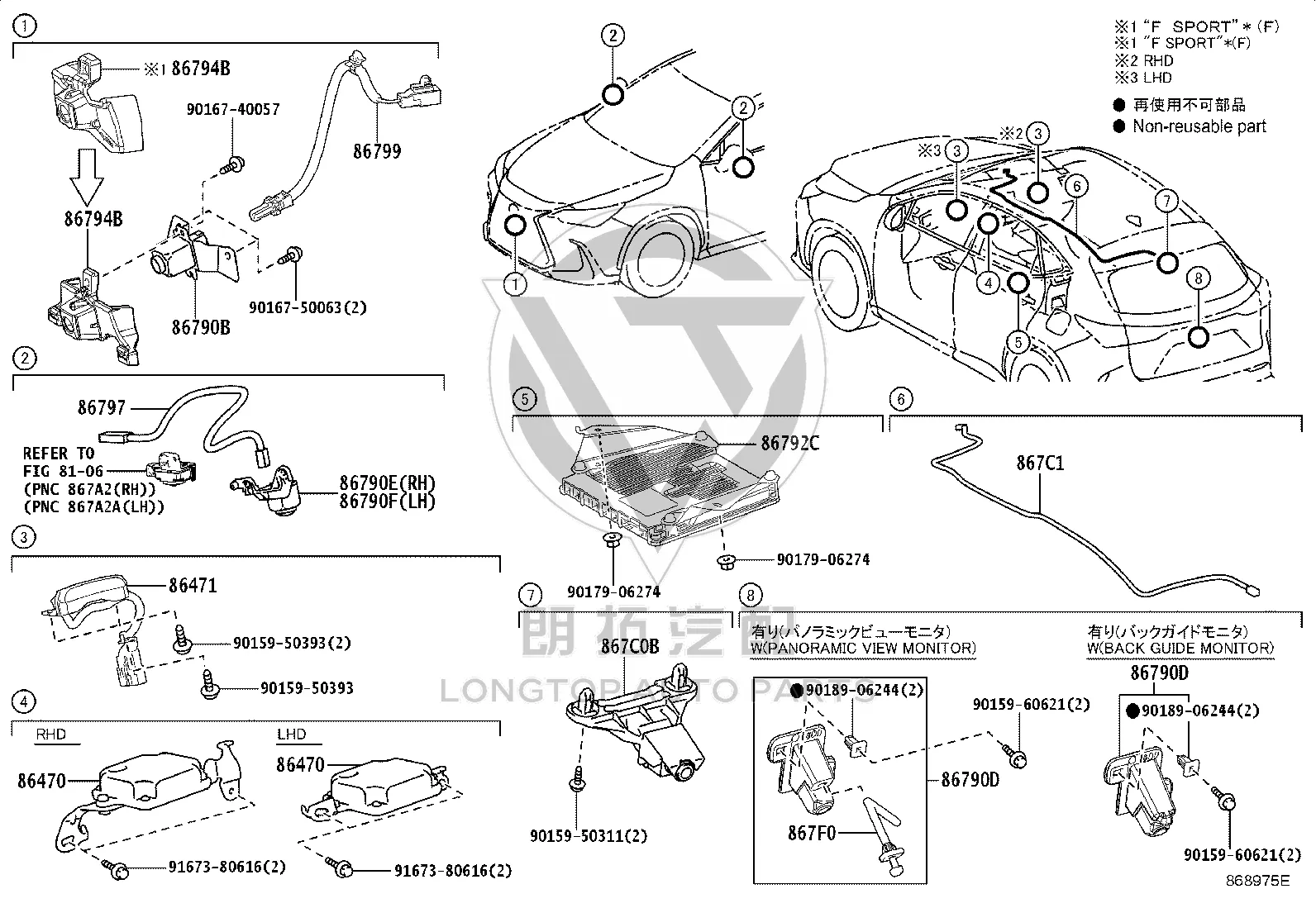 Rear View Camera 867B0-78220 for Lexus NX Series