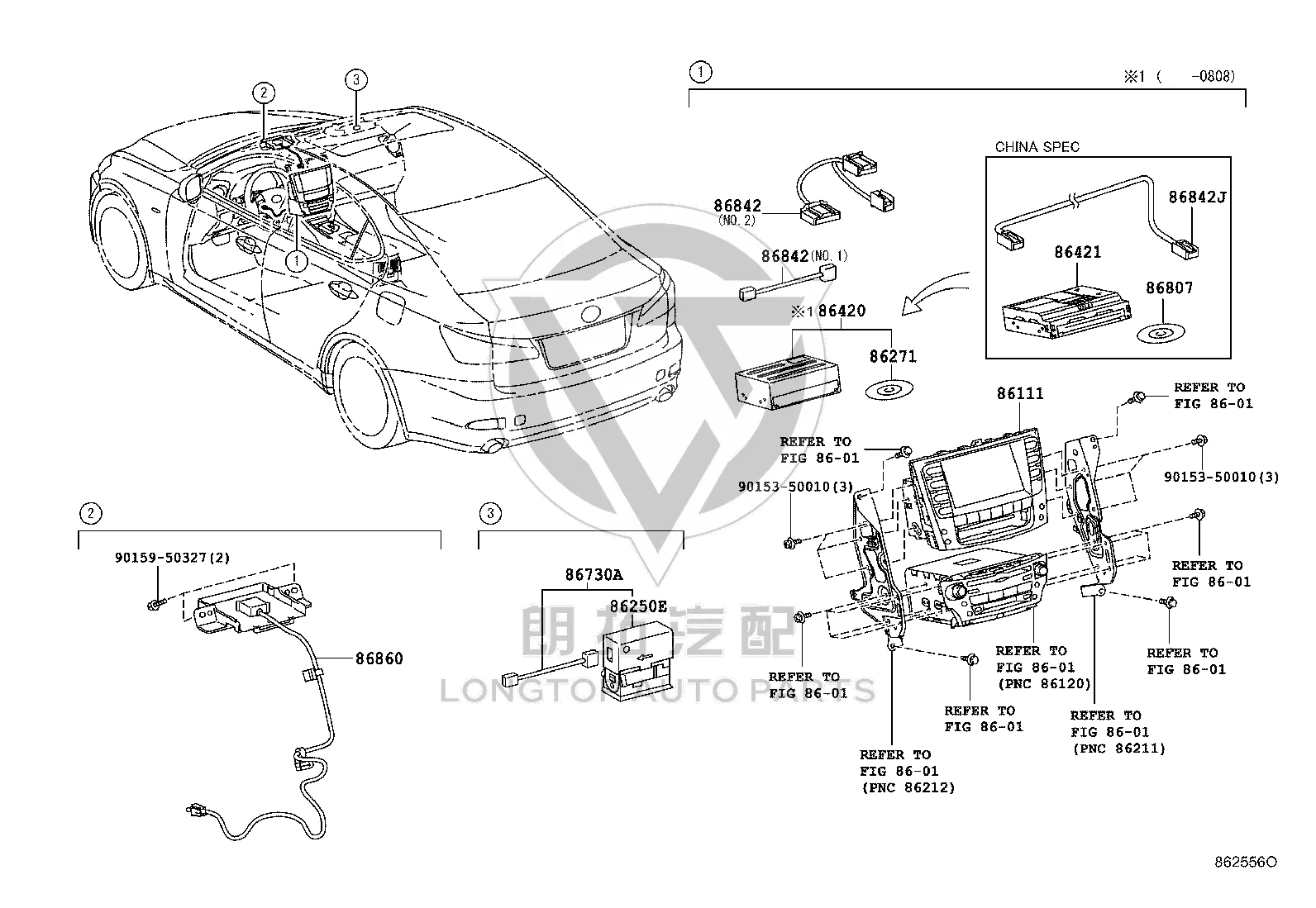 Navigation Wiring Harness 86842-53060 for Lexus IS250