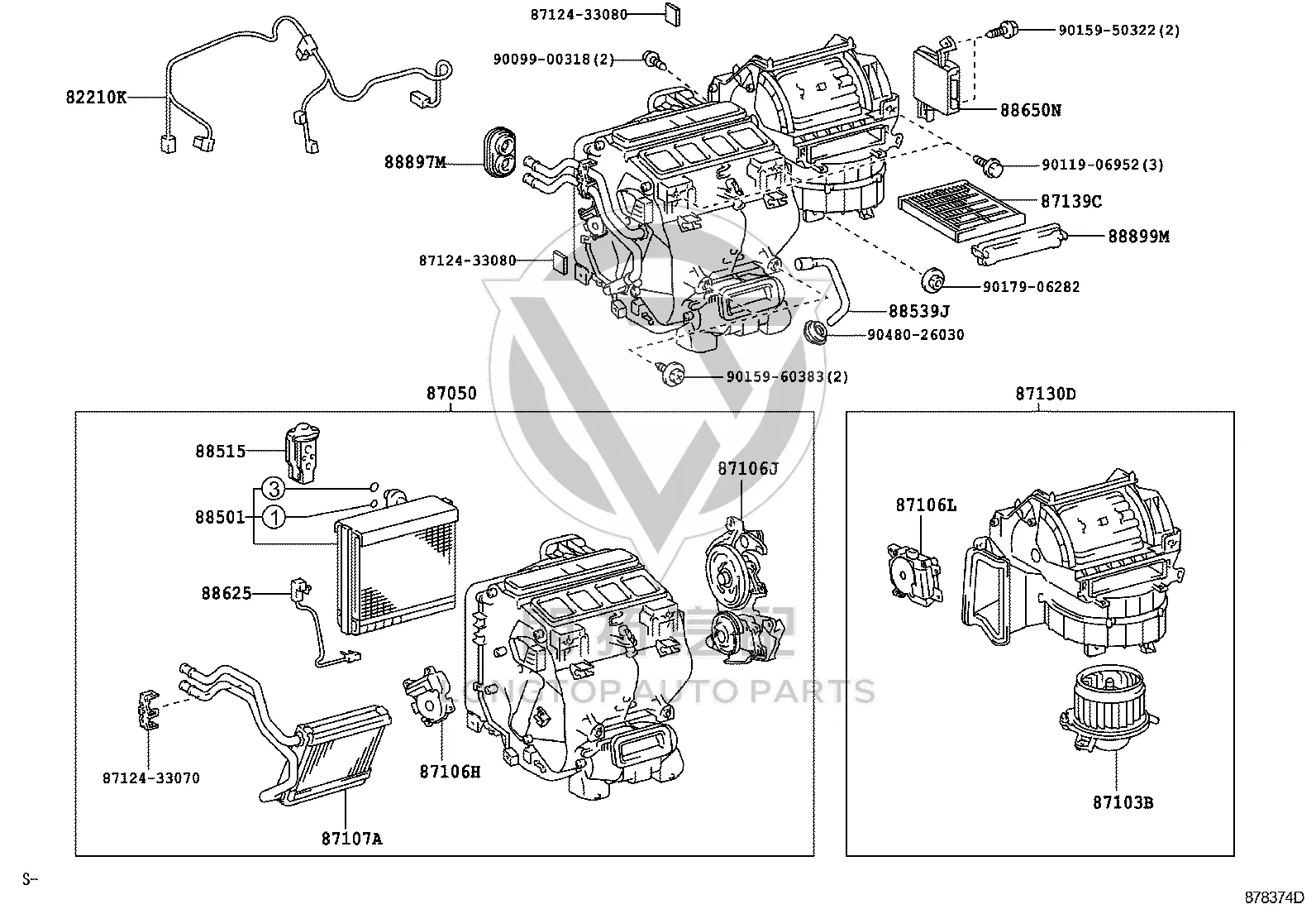 Evaporator Core 88501-33200 for Toyota Highlander