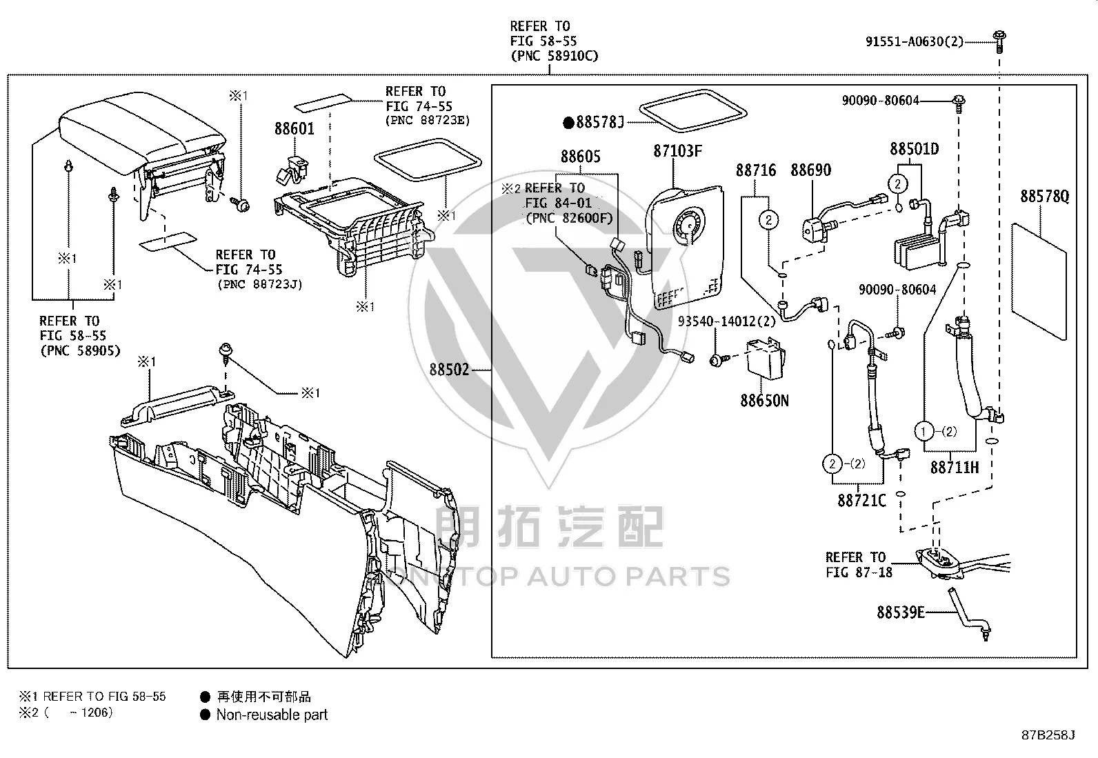 Refrigerator Fan Motor Assembly 87103-60460 for Toyota LAND CRUISER PRADO
