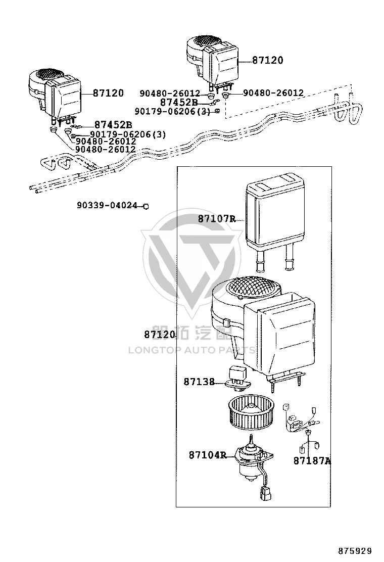 Rear Heater Unit Sub-Assembly 87107-36160 for Toyota Coaster