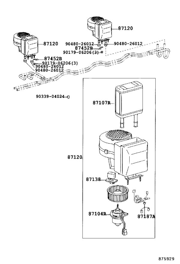 Rear Heater Unit Sub-Assembly 87107-36160 for Toyota Coaster