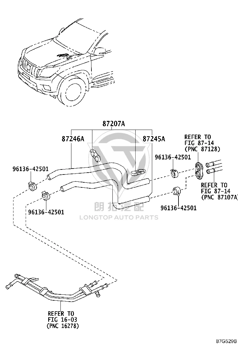 Warm Air Outlet Pipe 87245-60G90 for Toyota Land Cruiser Prado