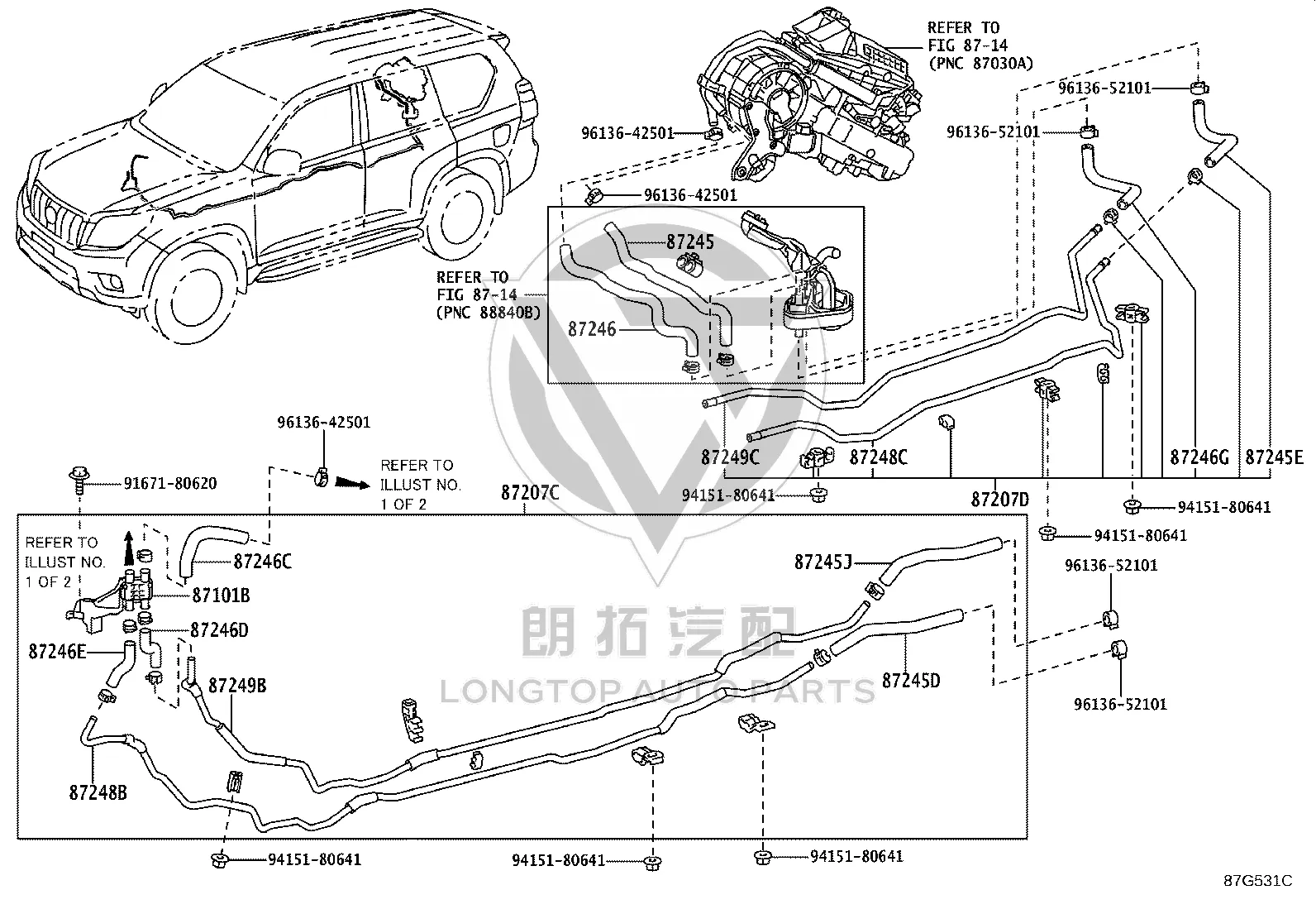 Warm Air Outlet Pipe 87245-60F90 for Toyota Land Cruiser Prado