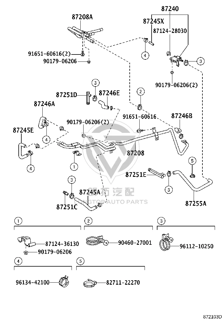 Heater Water Pipe Sub-Assembly 87208-36190 for Toyota COASTER
