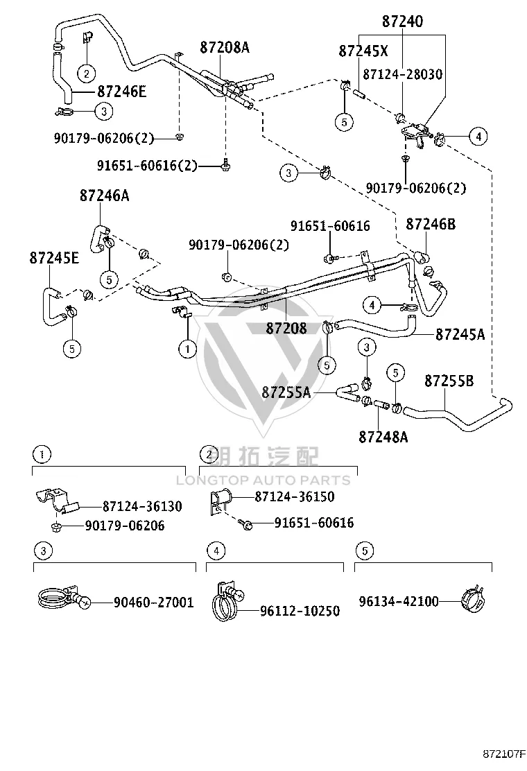 Rear heater water inlet hose 87245-36261 for Toyota Coaster