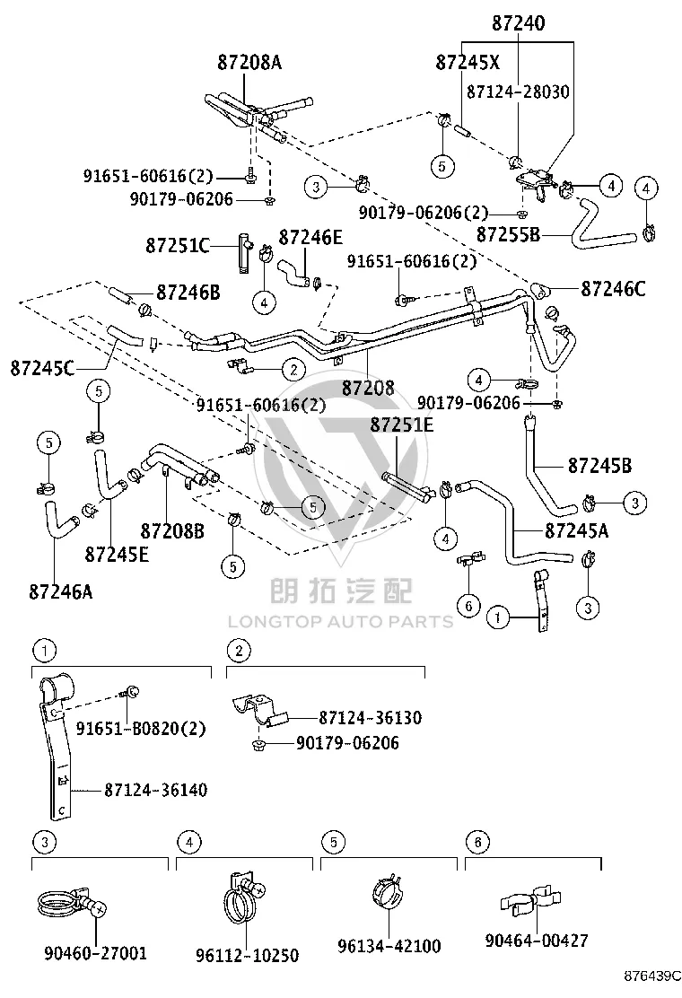 Heater Water Pipe Sub-Assembly 87208-36480 for Toyota Coaster