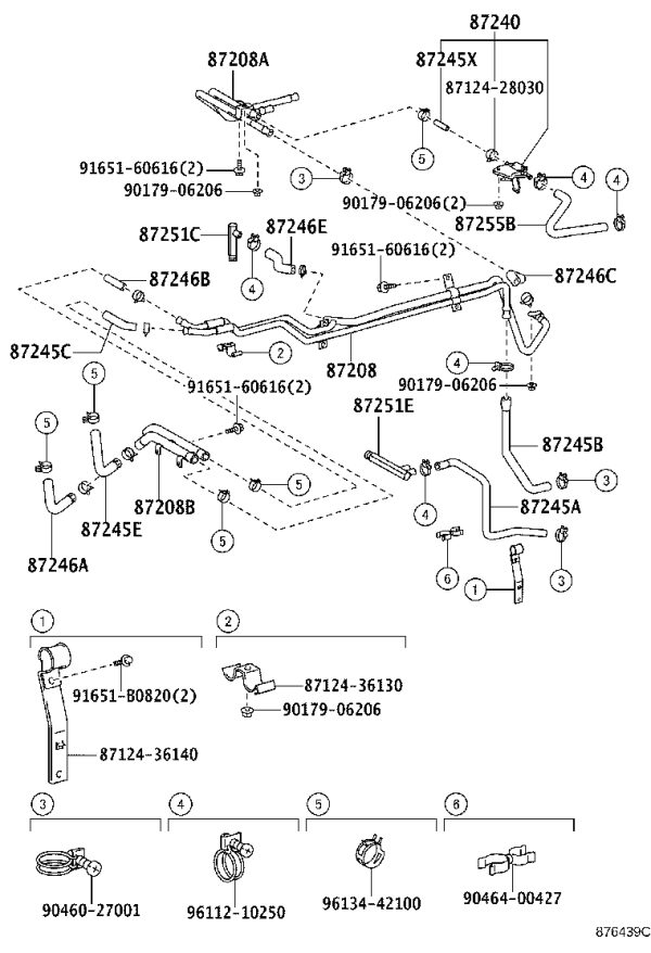 Heater Water Pipe Sub-Assembly 87208-36480 for Toyota Coaster
