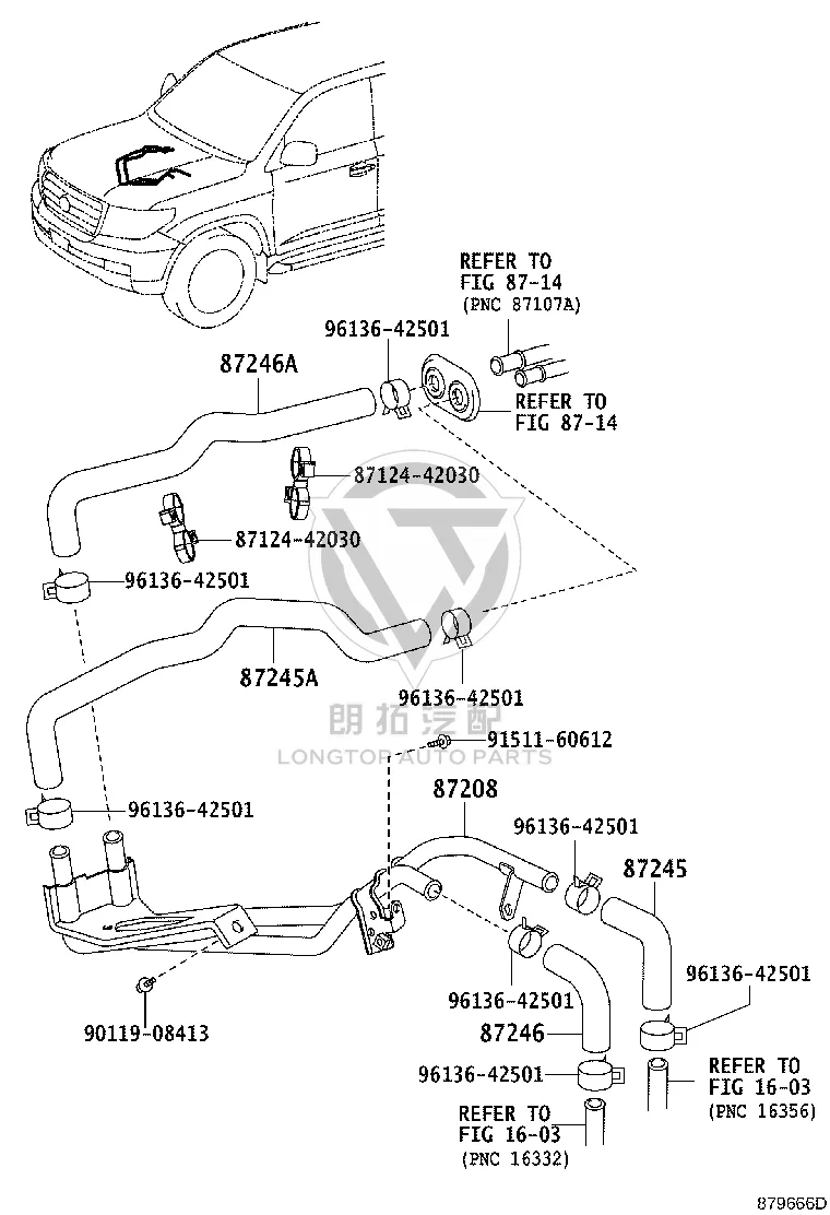 Heater Water Pipe Assembly 87208-60A00 for Toyota Land Cruiser