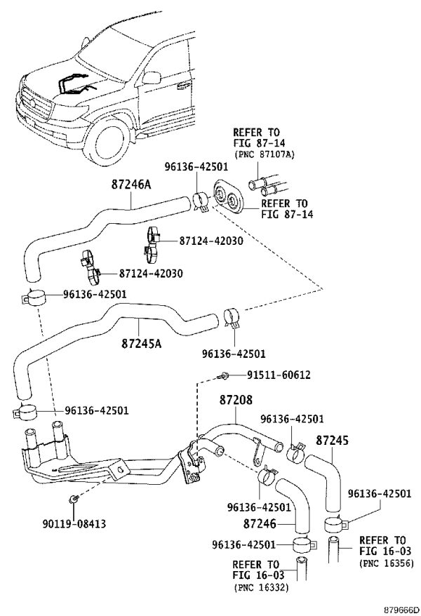 Heater Inlet Pipe 87209-60B41 for Toyota Land Cruiser