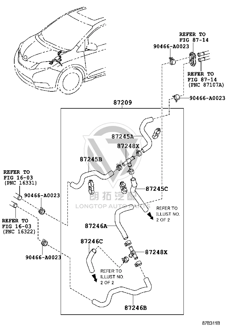 Water Hose Sub-Assembly 87209-08030 for Toyota Sienna