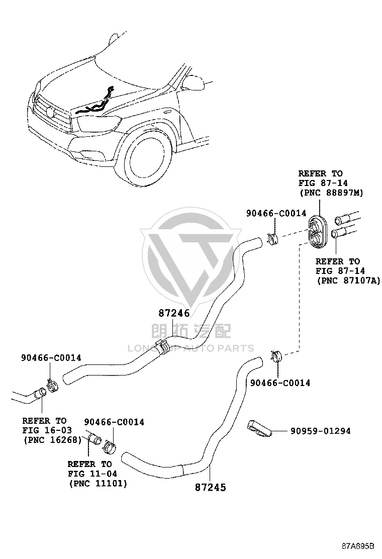 Warm Water Discharge Pipe 87209-0E061 for Toyota Highlander