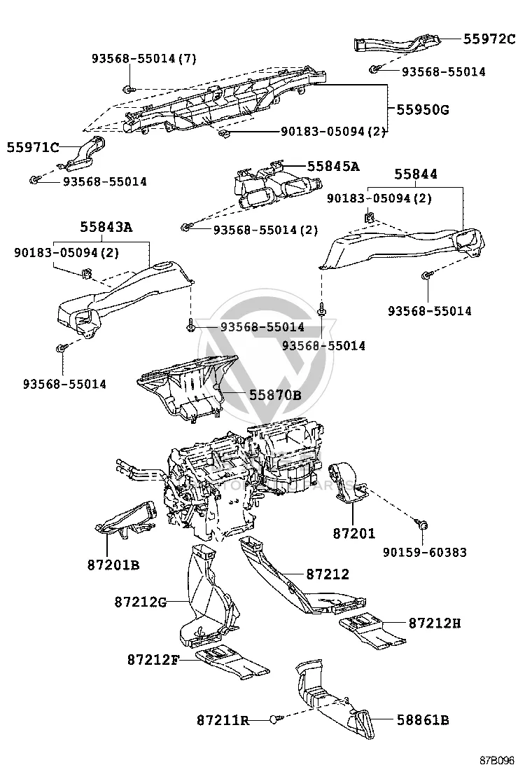 Duct No.2 subassembly 87211-60320 for Toyota 4RUNNER