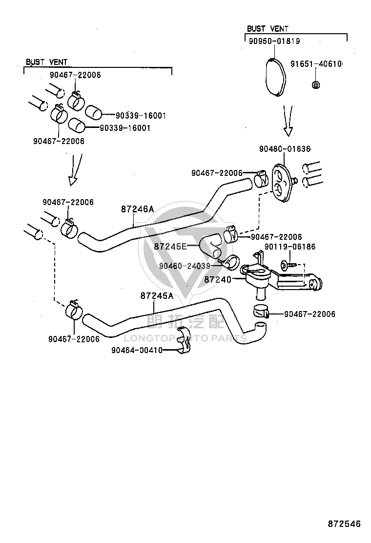 Warm Air Outlet Pipe 87245-2B740 for Toyota CORONA