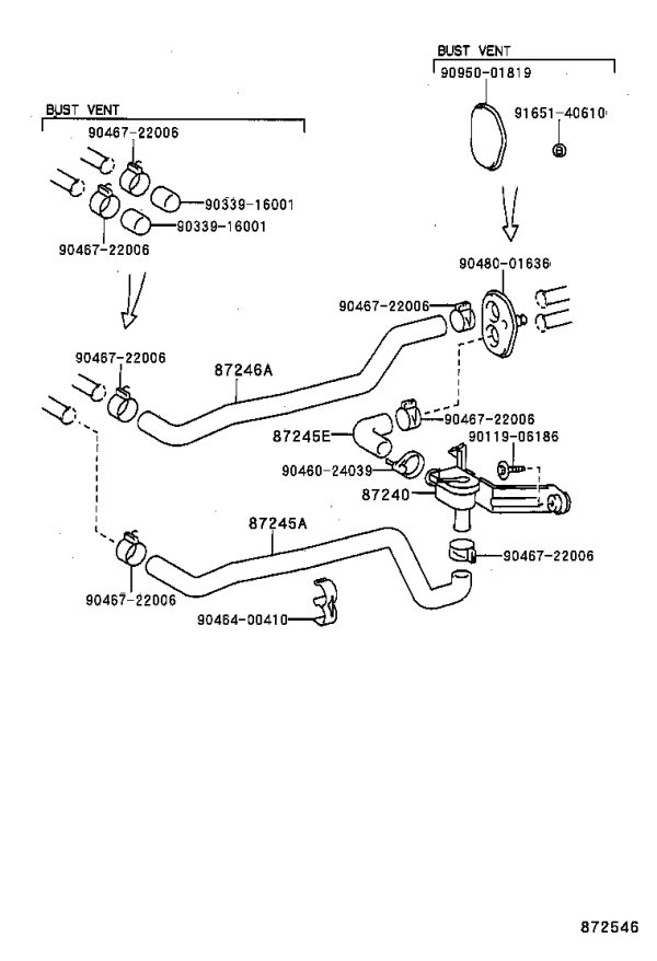 Warm Air Outlet Pipe 87245-2B740 for Toyota CORONA