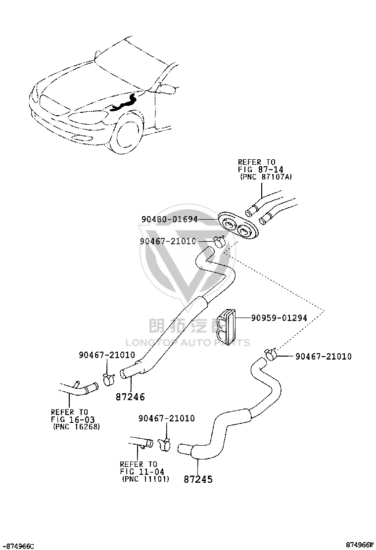 Heater Inlet Hose 87245-33450 for Toyota Camry
