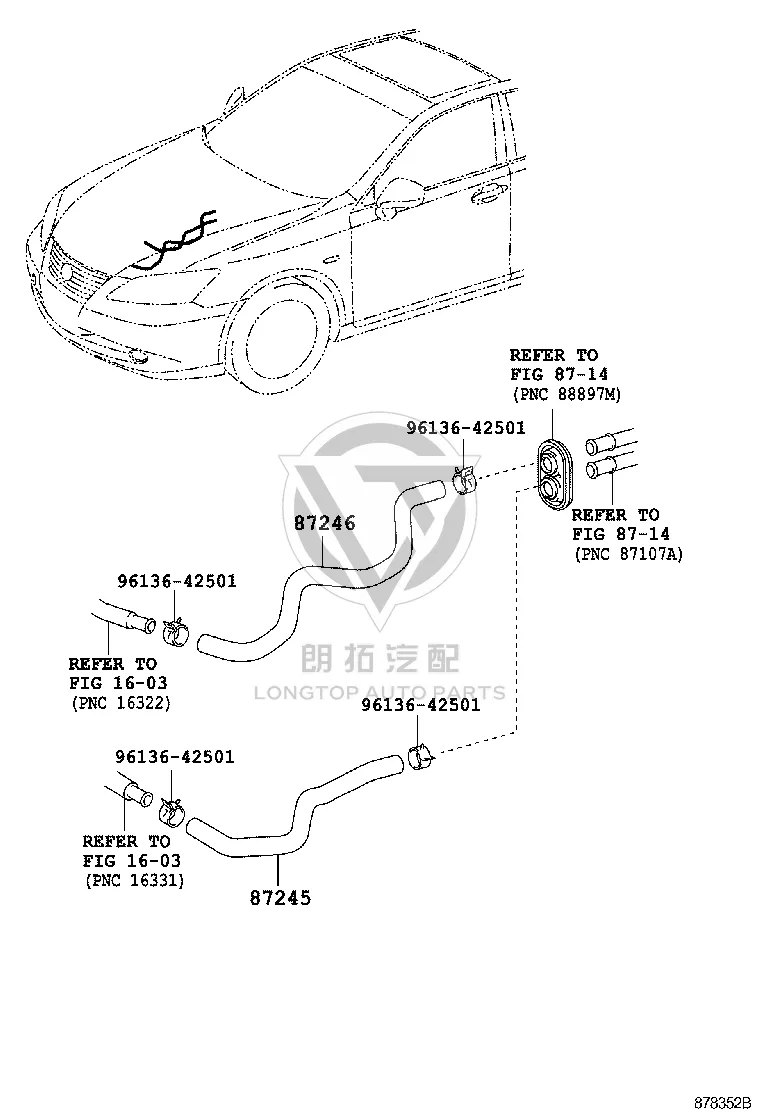 Warm Air Outlet Pipe 87245-33490 for Toyota Camry