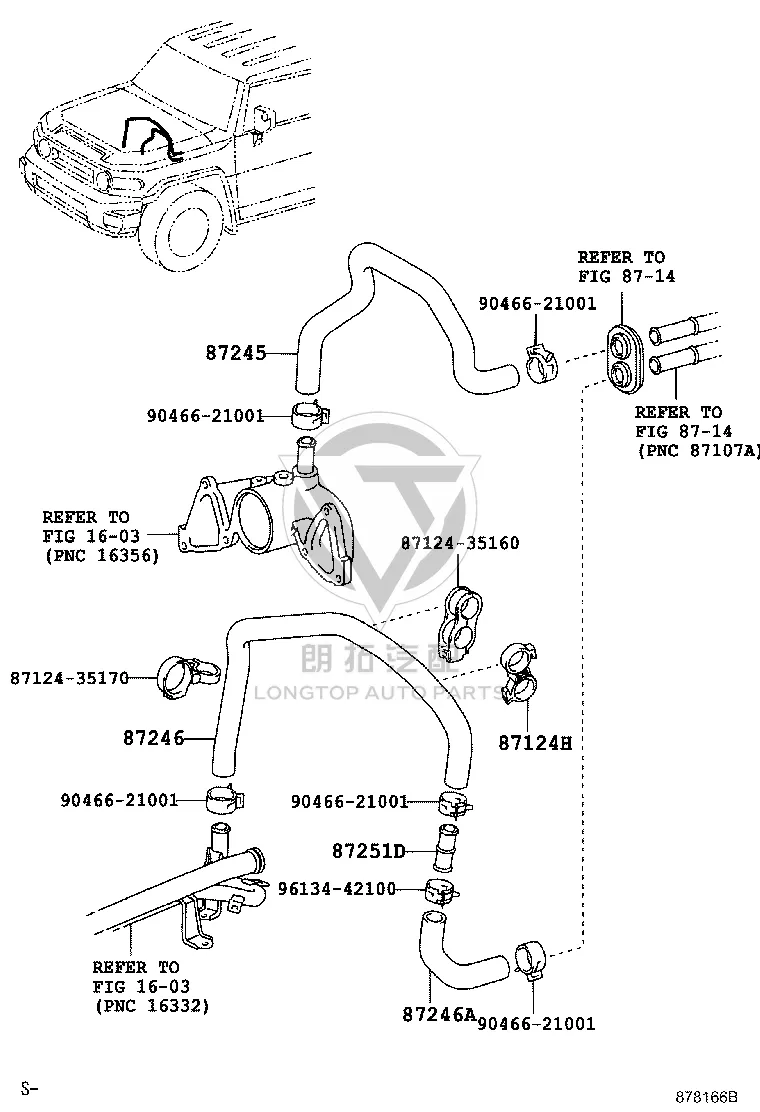 Heater Water Hose 87245-3D490 for Toyota 4RUNNER