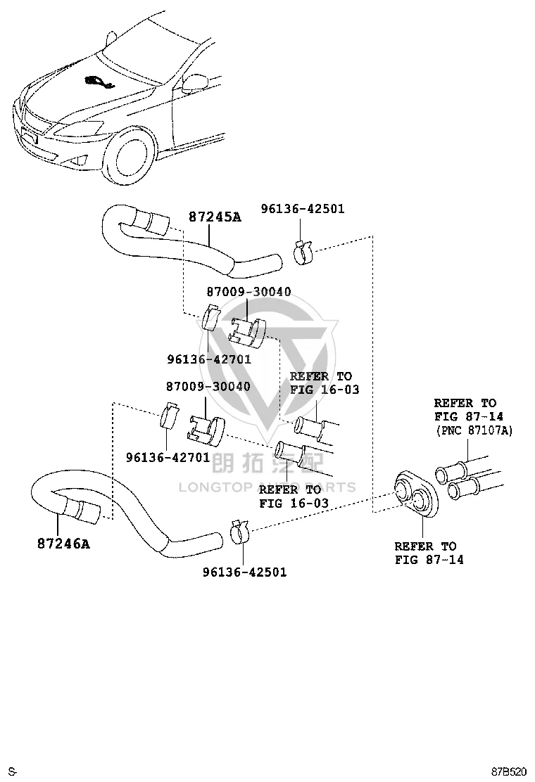 Heater Water Hose 87245-3F540 for Toyota Crown